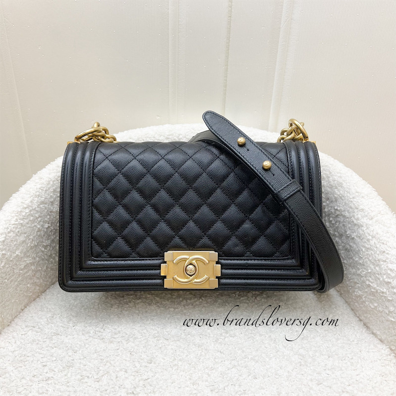 (Pre-loved) Chanel Medium 25cm Boy Flap in Black Caviar and AGHW