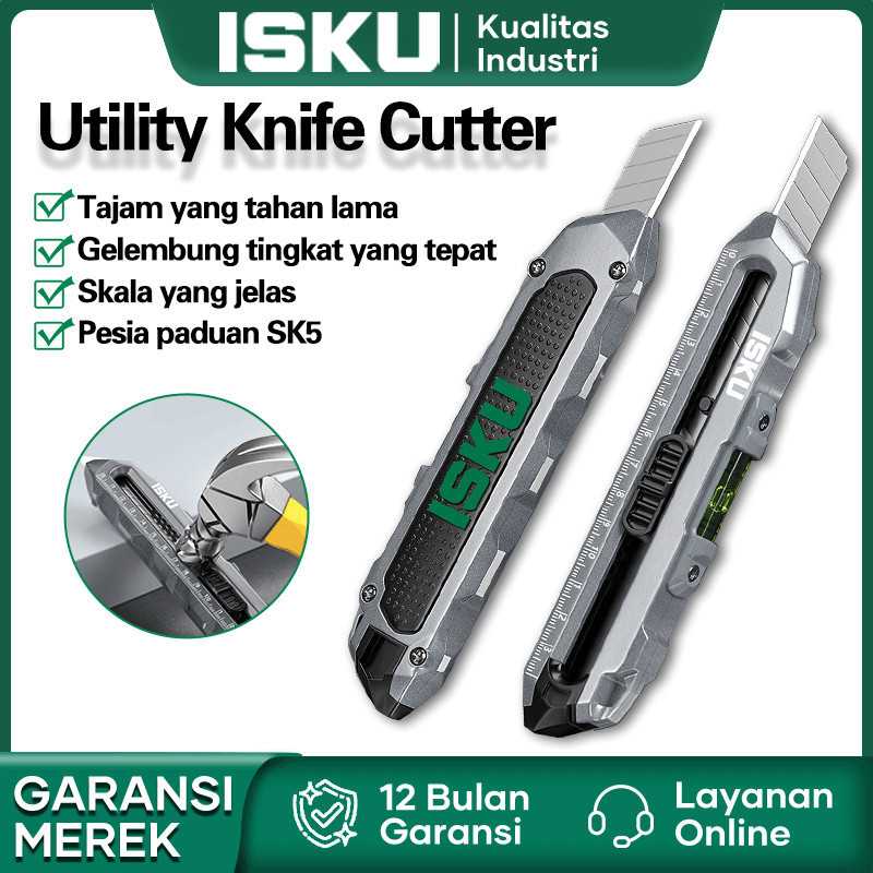 

Isku Utility Knife Cutter Pisau Sk5 Multifungsi Paduan Aluminium Cutter Pisau 14mm Gelembung Tingkat