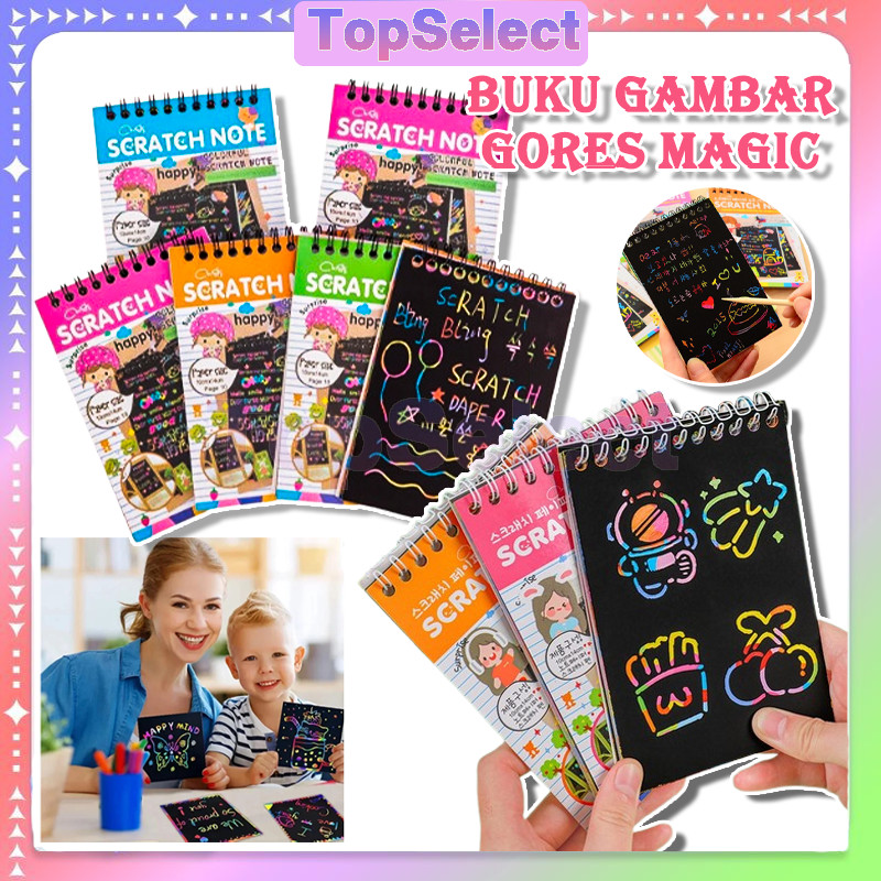 

Magic Color Rainbow Scratch Paper Note Book /Buku Gambar Gores Magic /Scratch Note Magic Book