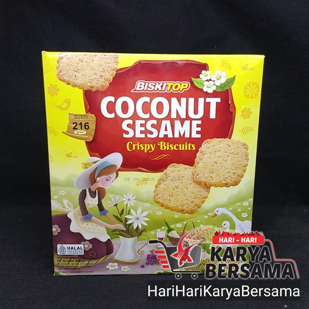 

MAKANAN RINGAN BISKUIT BISKITOP COCONUT SESAME CRISPY BISCUITS GANDUM 216GR