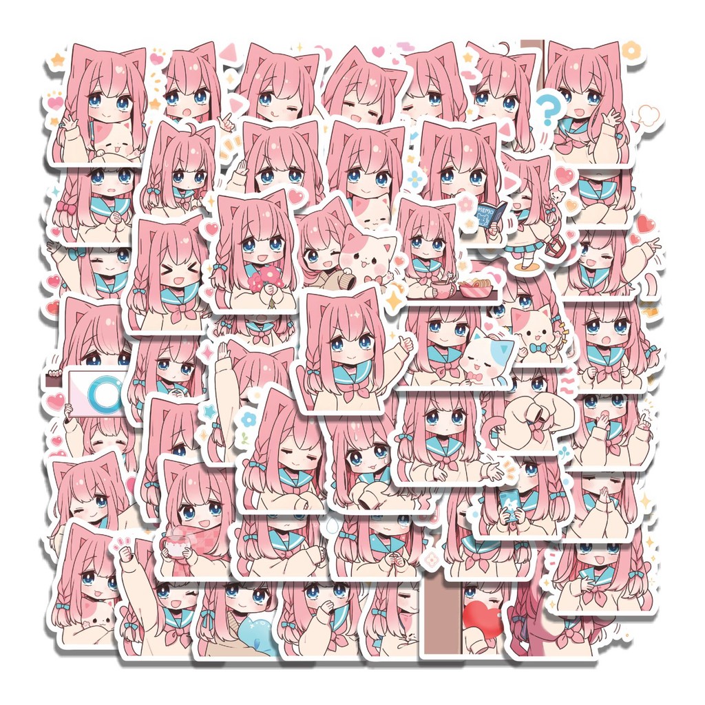 

COD 50 Pcs Stiker FUNNY CHARACTER PINKY THE ANIME CAT GIRL Lucu Anti Air Untuk Dekorasi Notebook Sepeda Skateboard Handphone DIY
