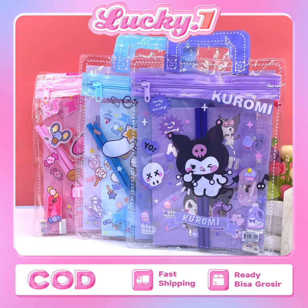 

Set 6 in 1 Alat Tulis Lengkap isi 2 Pensil, 1 Rautan,1 Notebook Dan 1 Penghapus Free Tas Totebag Karakter PVC