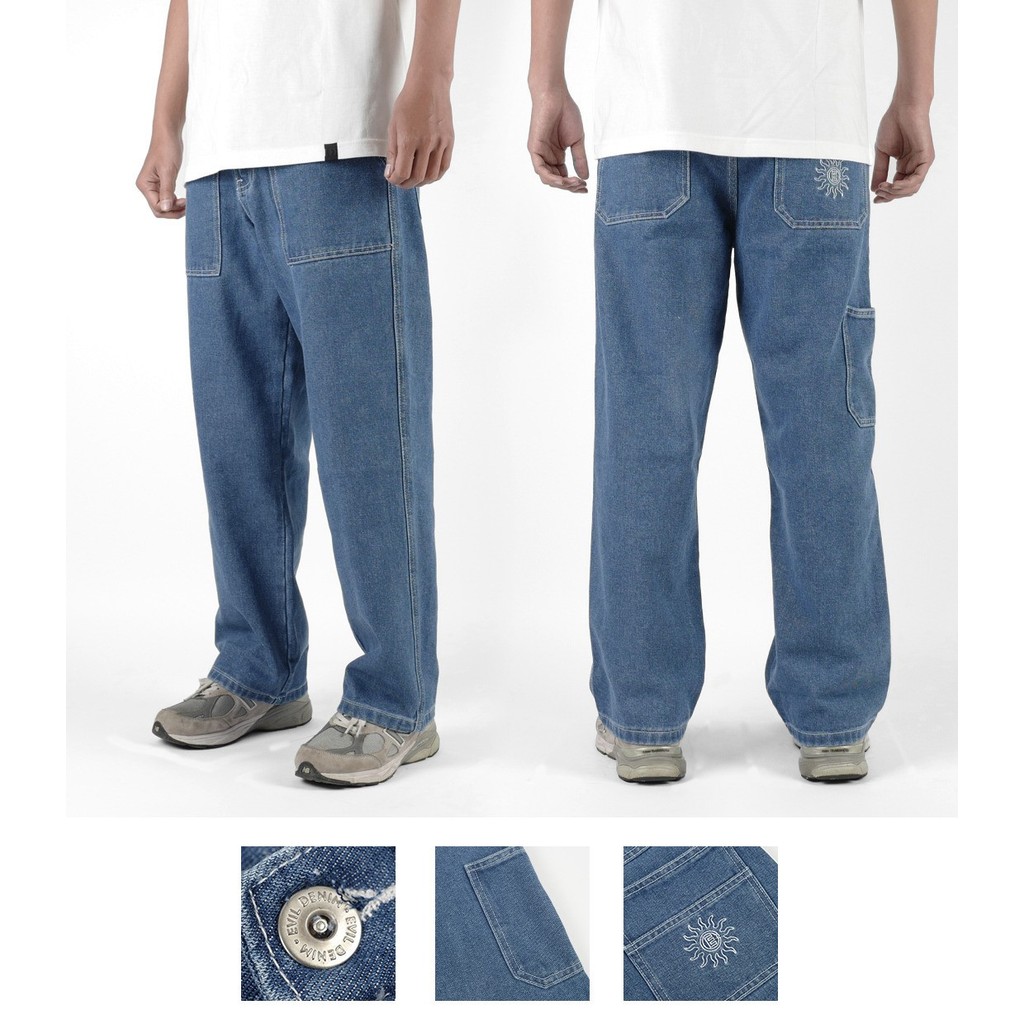 CELANA PANJANG DENIM BLUE JEANS PRIA CASUAL BIRU ORIGINAL EVIL ARMY | FLUID L24 VINTAGE BLUE