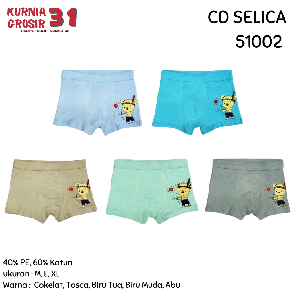 CD Anak Model BOXER Selica 51002 Polos Warna / Celana Dalam Anak