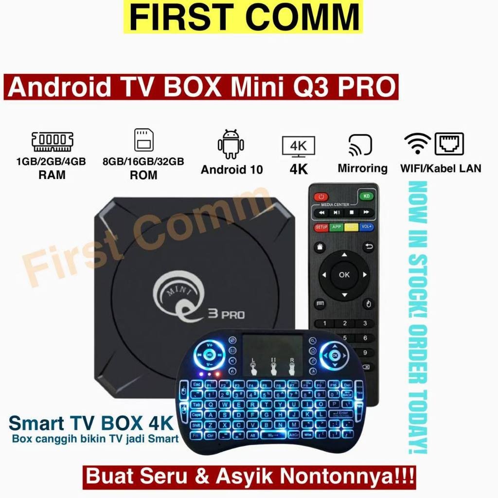 First Comm Android TV BOX Mini Q3 PRO Smart TV Box 4K
