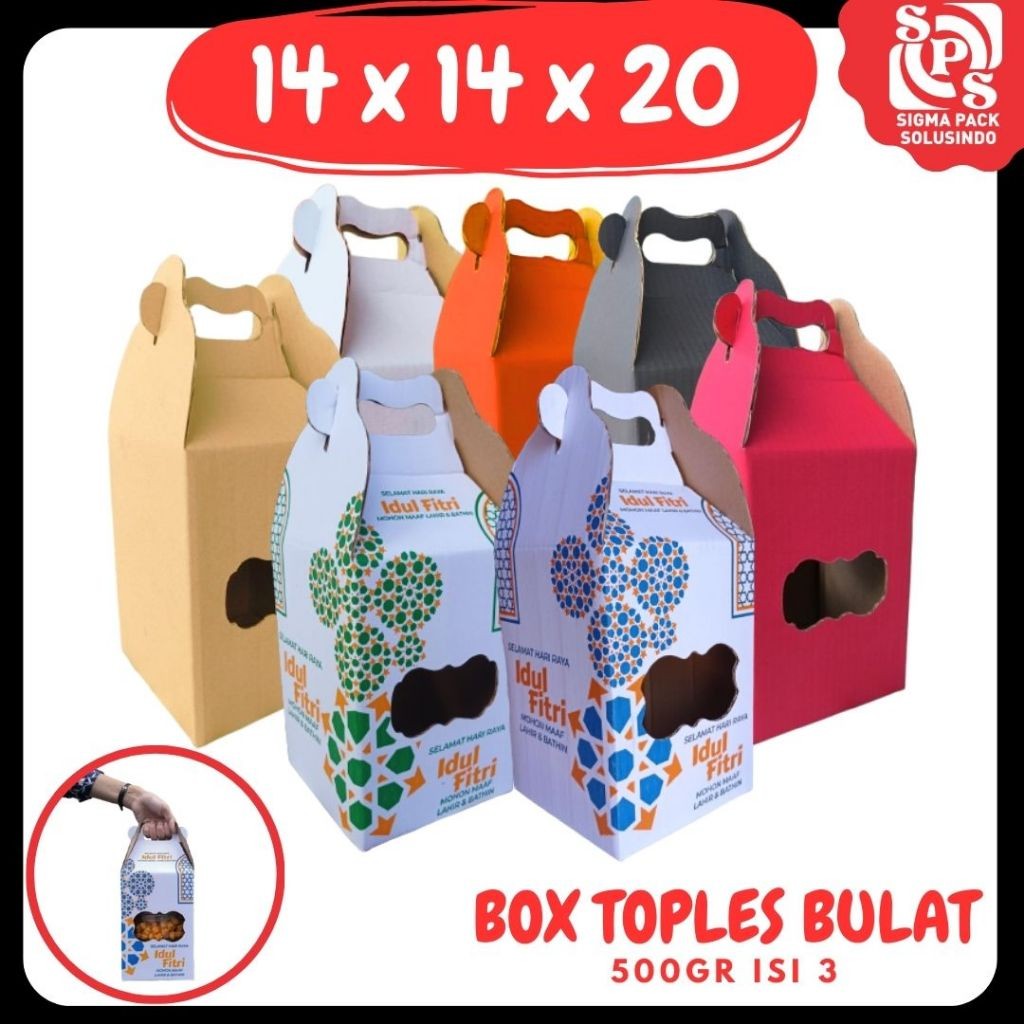 

Box jinjing 14x14x20 Jinjing (KUKER 500GR isi 3 Toples ) Kardus Packing/Kue Kering Bulat/hampers/idul fitri/Ied mubarak VICTORY JPN