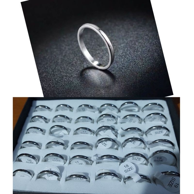 4s Grosir Solo || Grosir 1 box Cincin Titanium Warna Silver Anti karat Pria dan wanita
