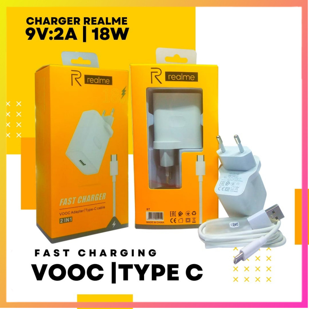 CHARGER REALME 18W FAST CHARGING REALME SUPER VOOC TYPE C ORIGINAL 18W OP92KAEH
