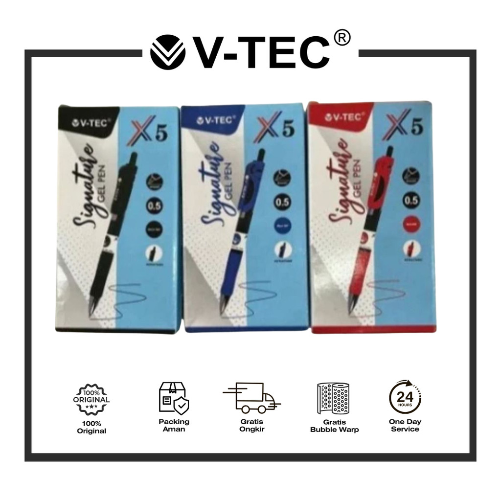 

V-TEC SIGNATURE GEL PEN X5 HITAM / BIRU PAK