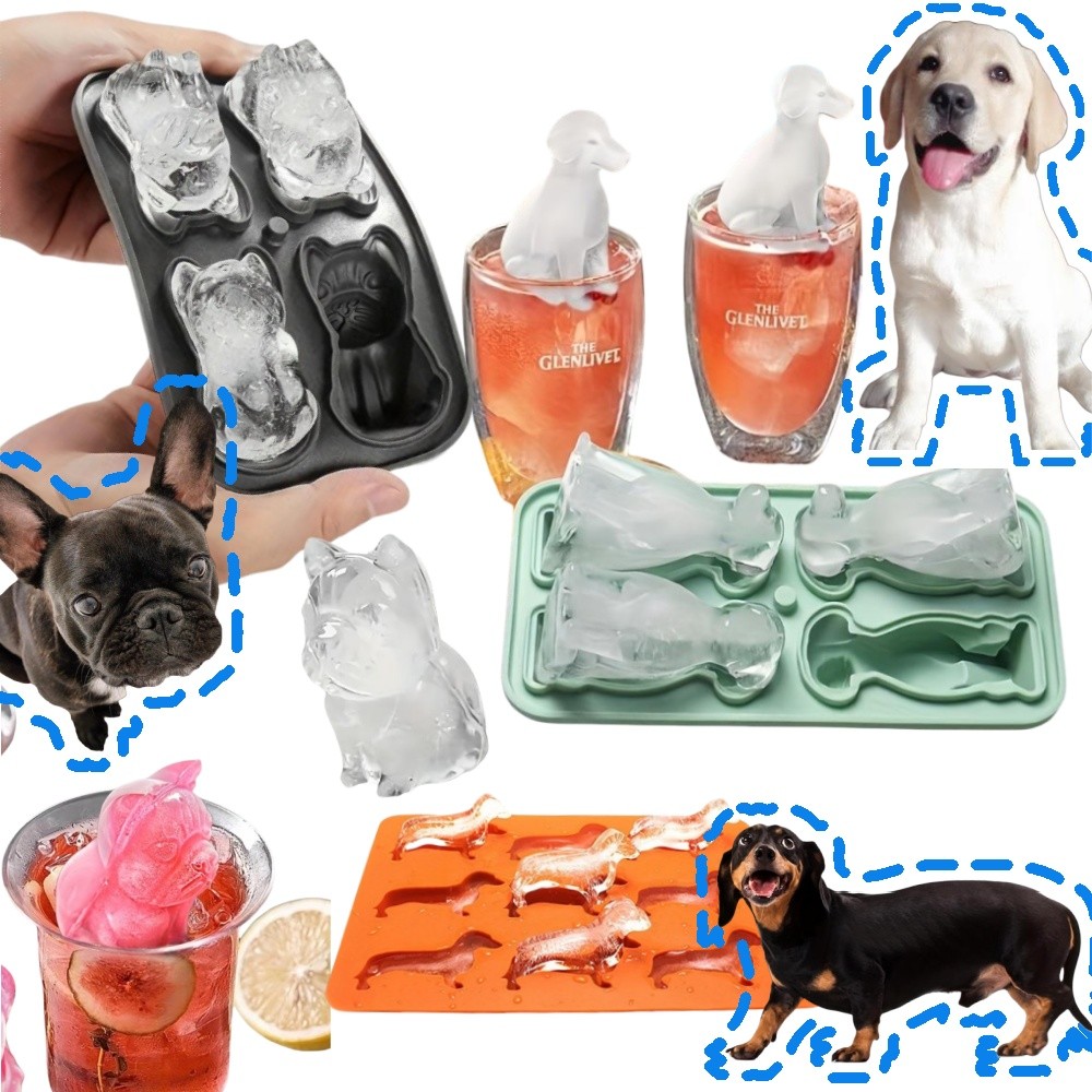 Adorable Dog-Shaped Silicone Mold Whiskey Ice Cube Mold Tray Multifunctional Chocolate DIY Decor Mol