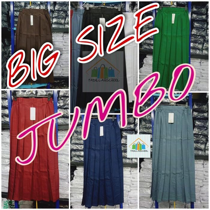Rok Sekolah SD/SMP/SMA Jumbo Panjang Rempel Seragam Sekolah - Merah, XL