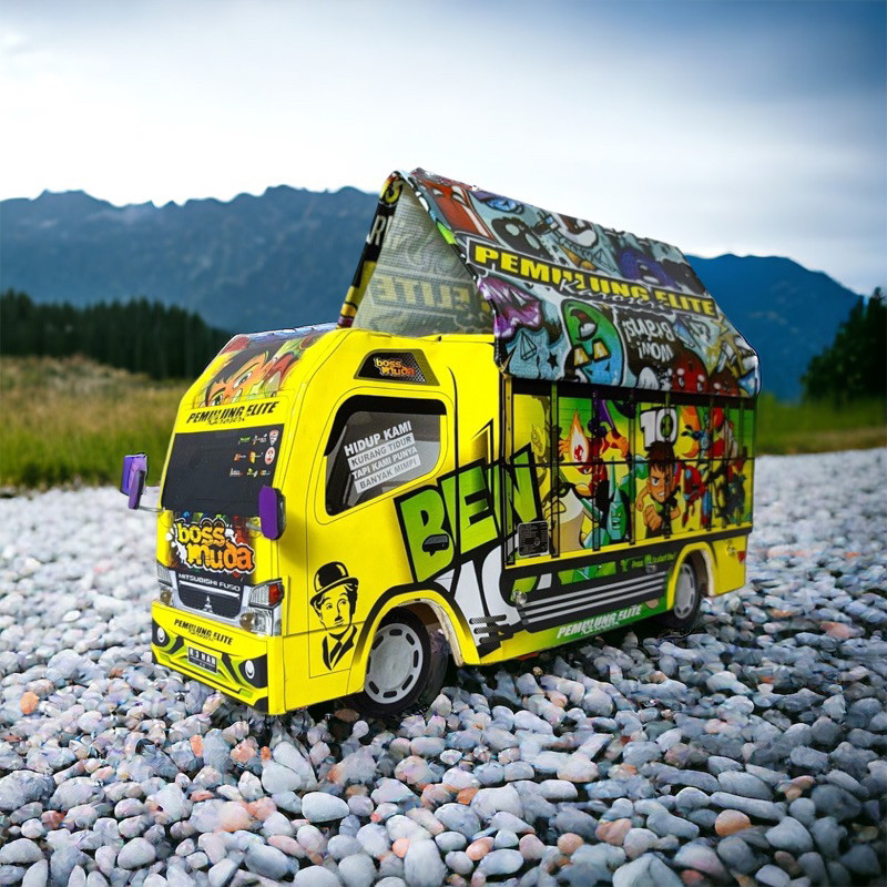 MINIATUR TRUK OLENG MINIATUR TRUK LAMPU TERPAL MURAH TRUK OLENG RODA KAYU BISA COD