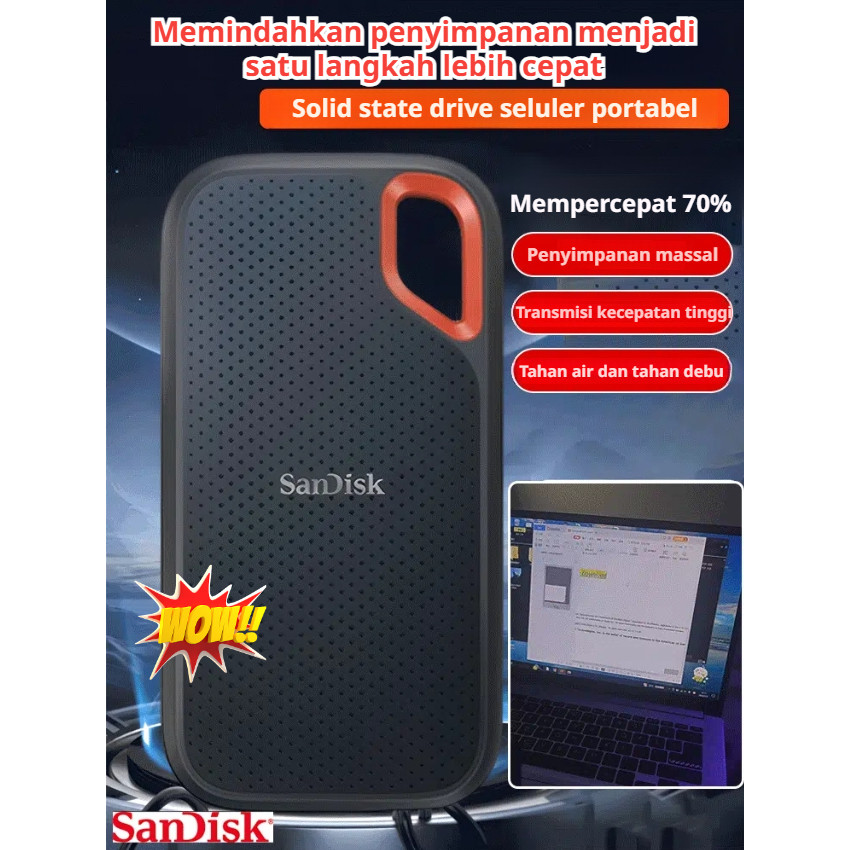 【SanDisk】 Mobile Solid State USB Flash Drive SSD 1TB/Hard Drive Seluler Solid State Berkecepatan Tin