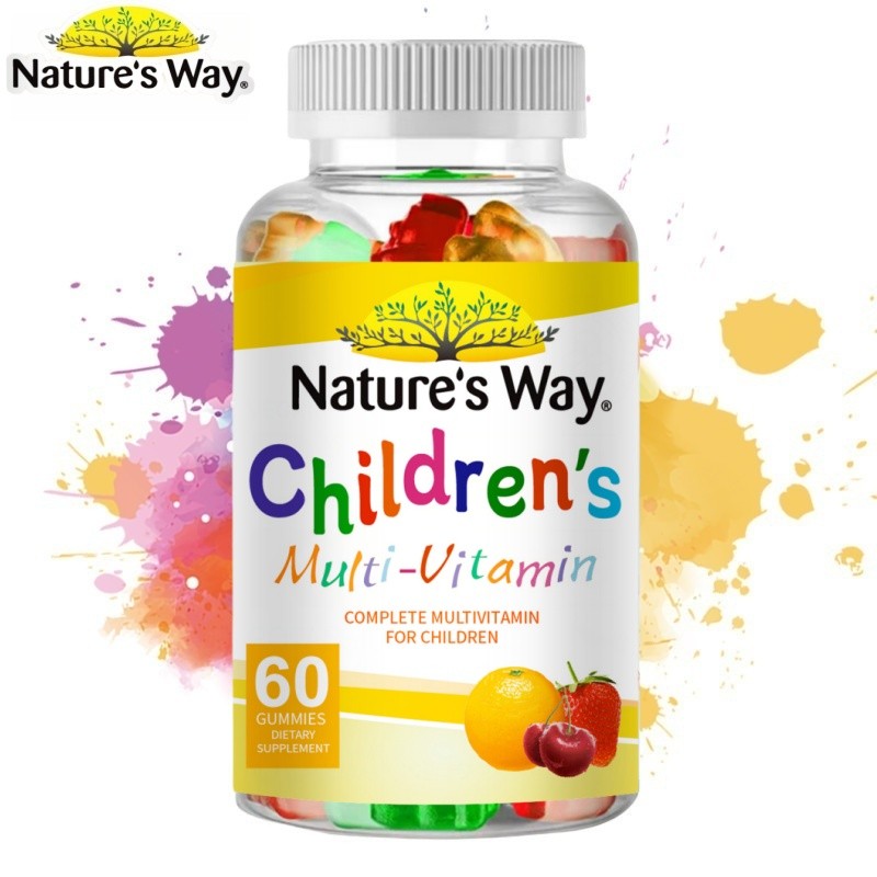 Nature's Way Kids Bebas Gelatin Halal Multivitamin Gummies - Semua Vitamin Halal Esensial A, B, C, D