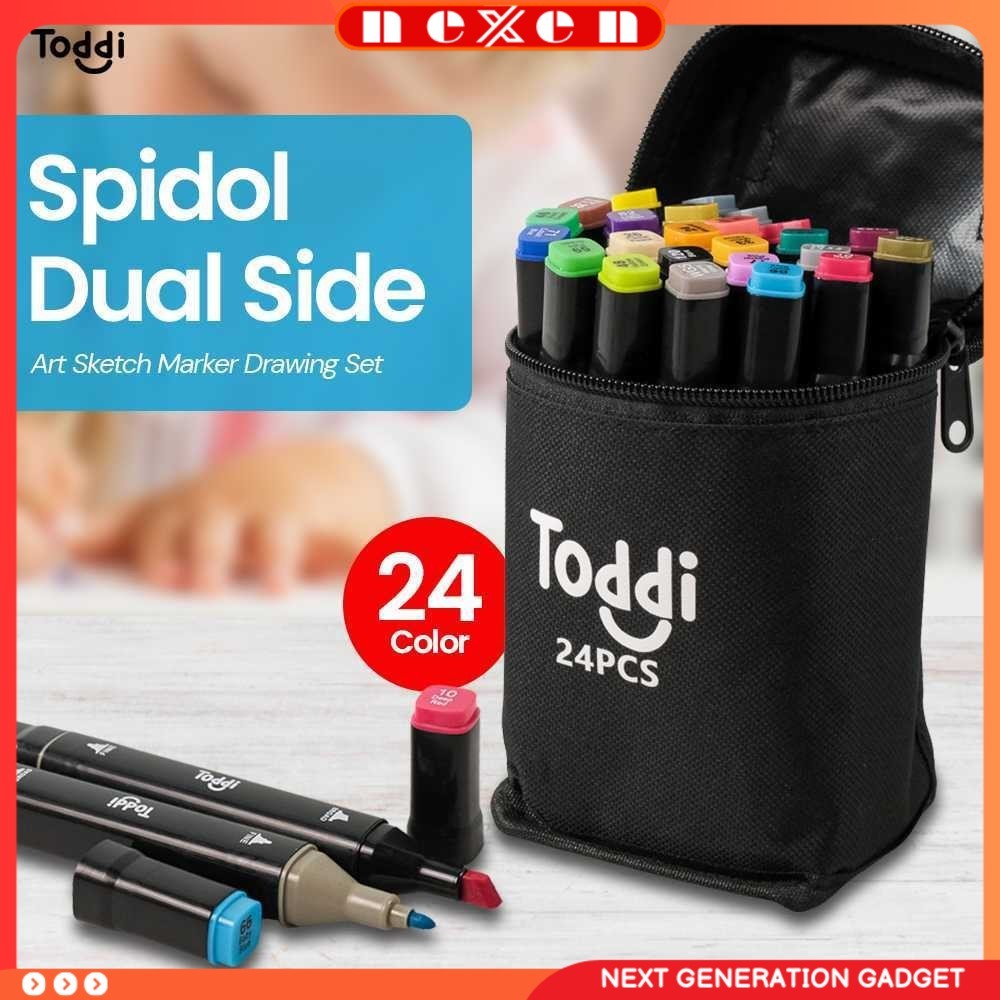 

Spidol Dual Side Fine Art Marker Brush Double Tip 1.0mm 6.0mm - CY-006