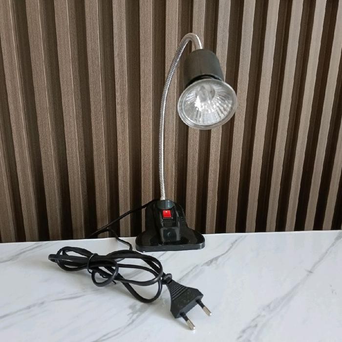 lampu reptil penghangat kandang kura kura iguana uvb uva 25 watt satu set - hitam+bohlam uvb