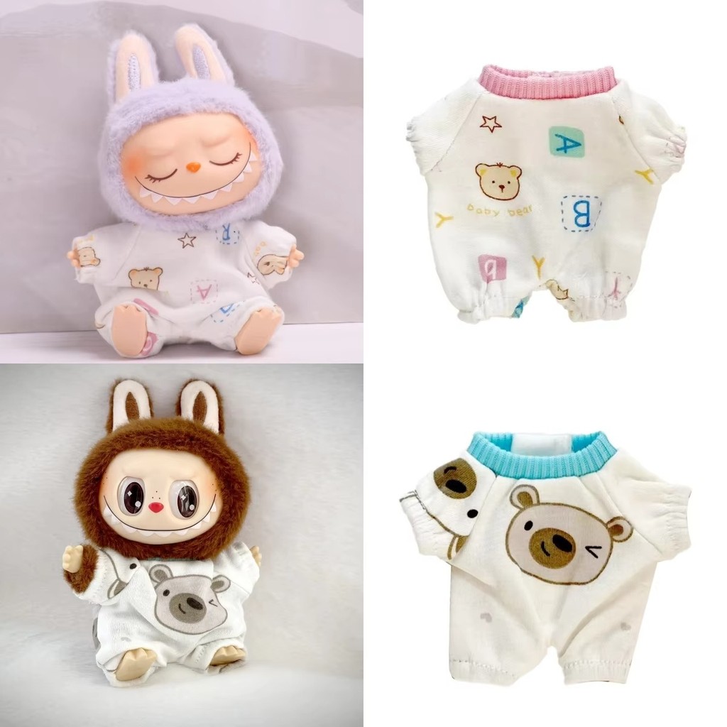 Labubu Doll Clothes Pendant Drool Towel Bib Bear One-Piece Pajamas Set
