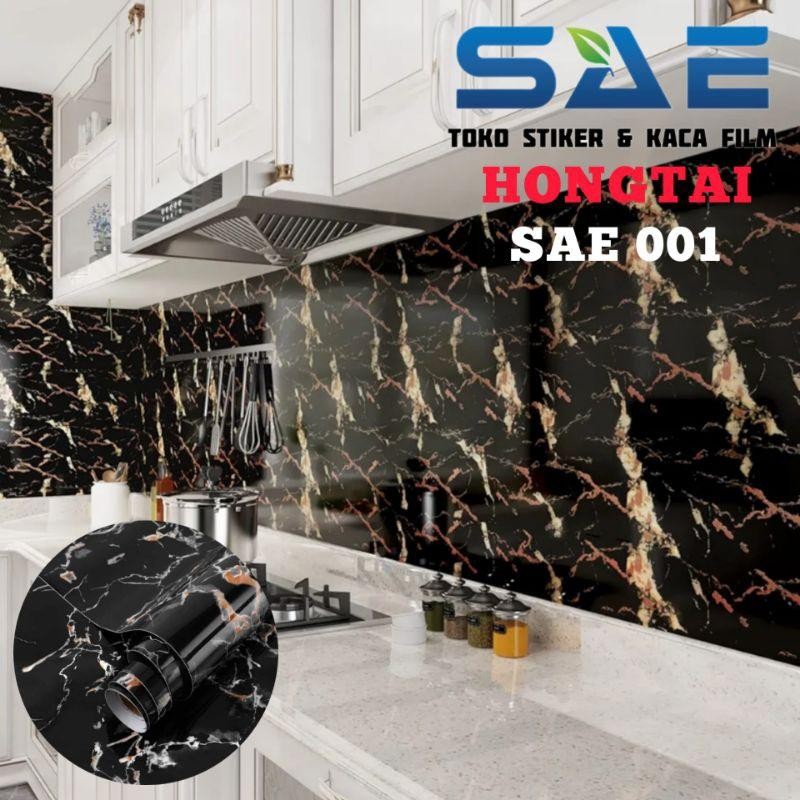 Stiker Dapur Dinding Meja Kompor Keramik Marmer Hitam Anti Minyak Panas Dan Air