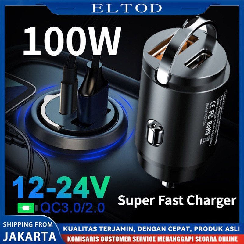 COD 100W Casan Mobil Super Cepat Pengisi Daya Cepat Charger Usb Mobil Casan Hp Buat Di Dalam Mobil M