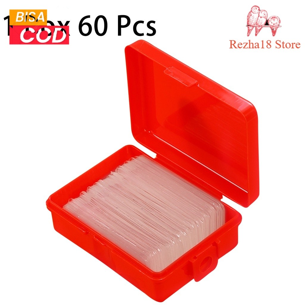 

R18 Isi 60pcs+box Perekat Baju 1.5x4.5cm lakban 2 sisi bening mini Double tape mini