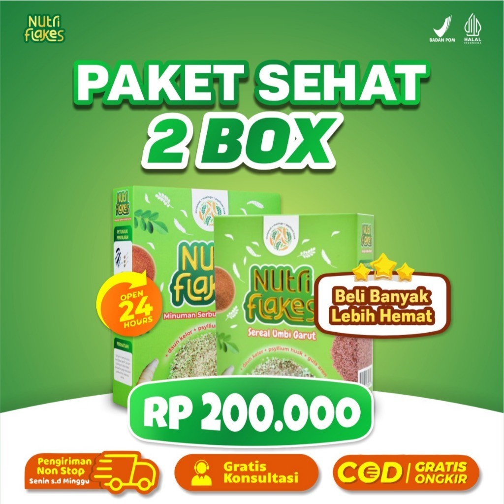 

Nutriflakes 2 Box Sereal Umbi Garut Solusi Atasi Asam Lambung Magh Gerd Suplemen Makanan Diet