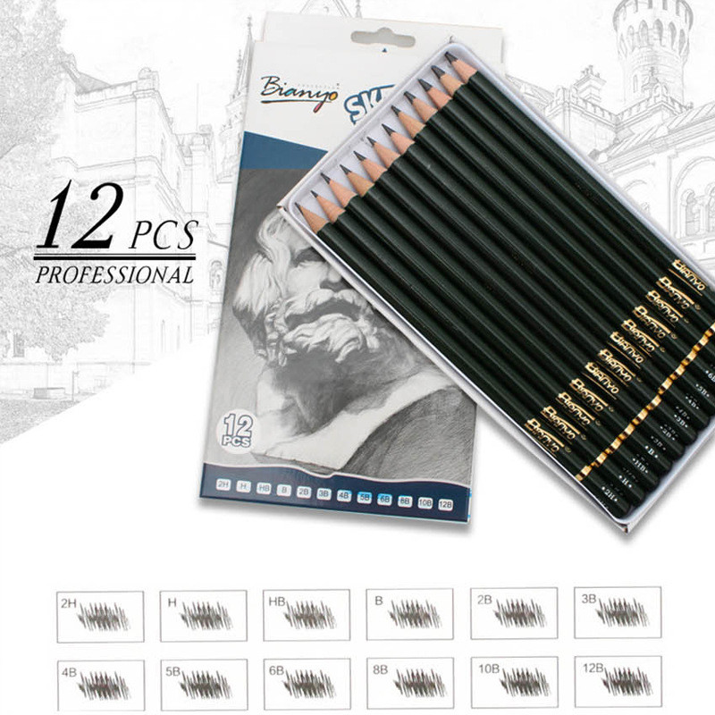 

12Pcs/Box Sketching Pencils Set Beginner's Tools Art Students Painting Professional Drawing Sketching Brushes