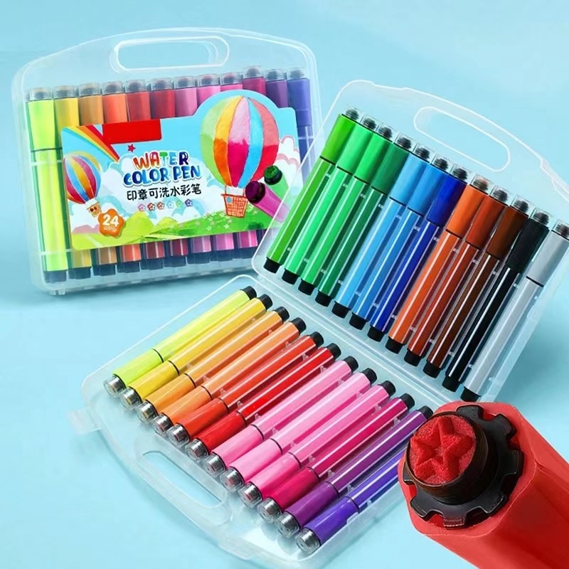 

12/18/24/36 Colors Washable Watercolor Paint Pens Set Non-toxic Fire Paint Seal Mark Pen for Kid Draw DIY Art Supplies