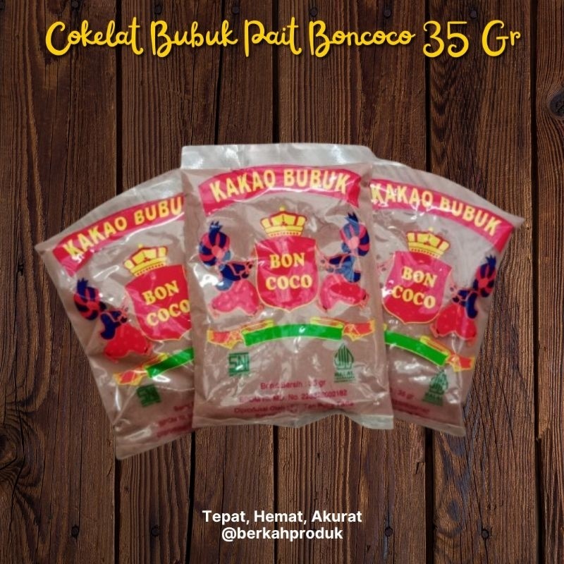 

Cokelat Bubuk Pait Boncoco 35 Gram / Pcs
