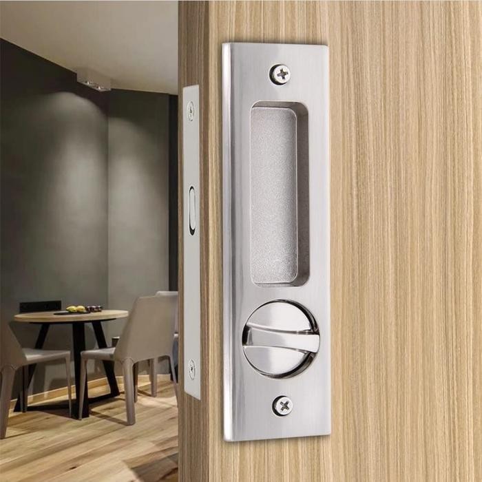 

Kunci Pintu Sliding Geser Set Handle Paduan Seng Invisible Door Lock - Silver