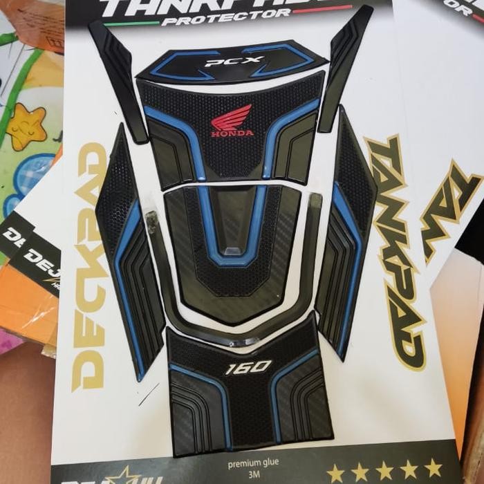 Tankpad Pcx 160 led tankpad Karet Premium - Biru