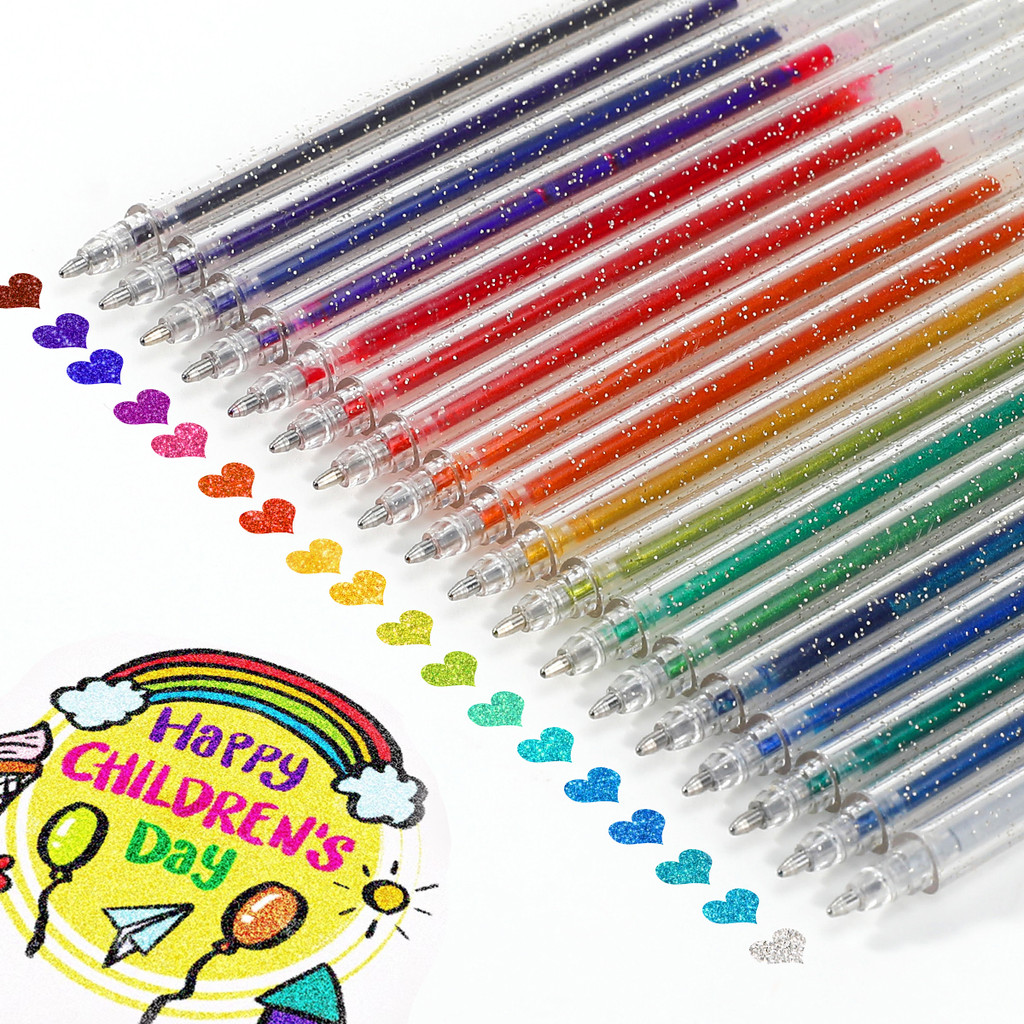 

12pcs/18pcs Glitter Gel Pen Set with 18 color ink refill suitable for children adult coloring, journaling, art drawing, book doo