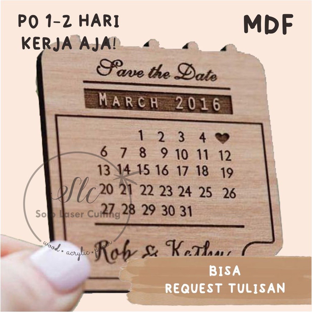 

UNDANGAN KAYU BENTUK TANGGALAN 10 X 10 CM ukiran tanggal scrabook /box/mahar | chipboard tanggal nama mdf ukiran custom nama kayu timbul grafir