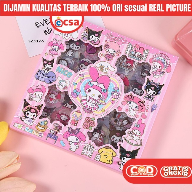 

CSA Mainan Sticker Tempel Melody Kuromi DIY Kreatifitas Anak Perempuan KKV 7 5 4 Tahun Isi 100Pcs
