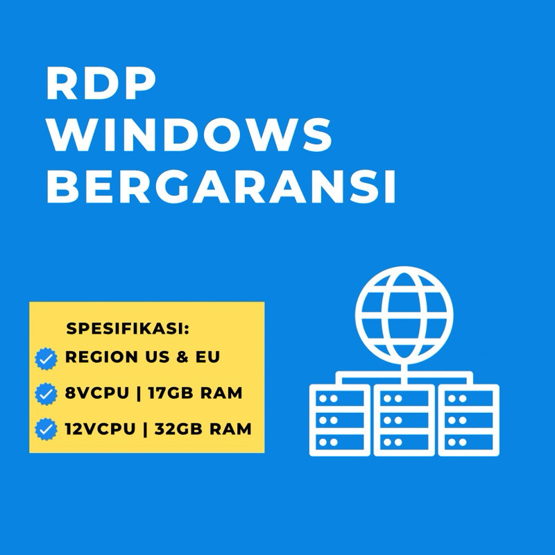 RDP Windows Bergaransi 1 Bulan 12vCPU | 32GB RAM