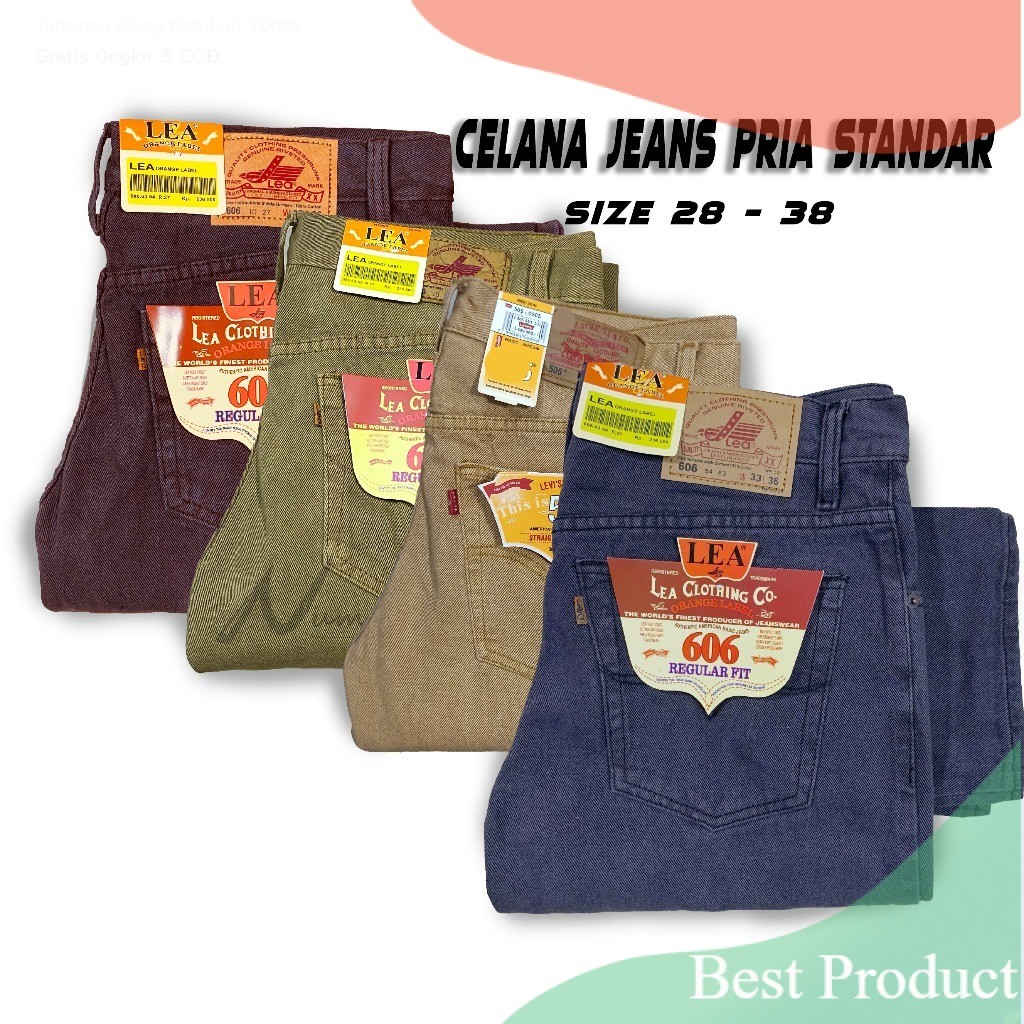 Celana Panjang Pria Standar Jeans Lea 606 Original/ bigsize BIgsize super jumbo