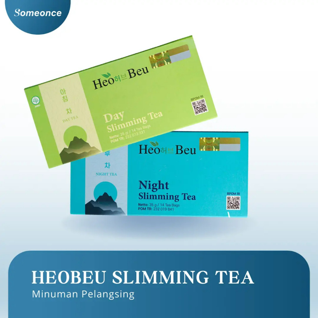 HeoBeu 1 Paket Pagi & Malam HeoBeu Slimming Tea Korean - Minuman teh pelangsing Herbal Alami Korea O