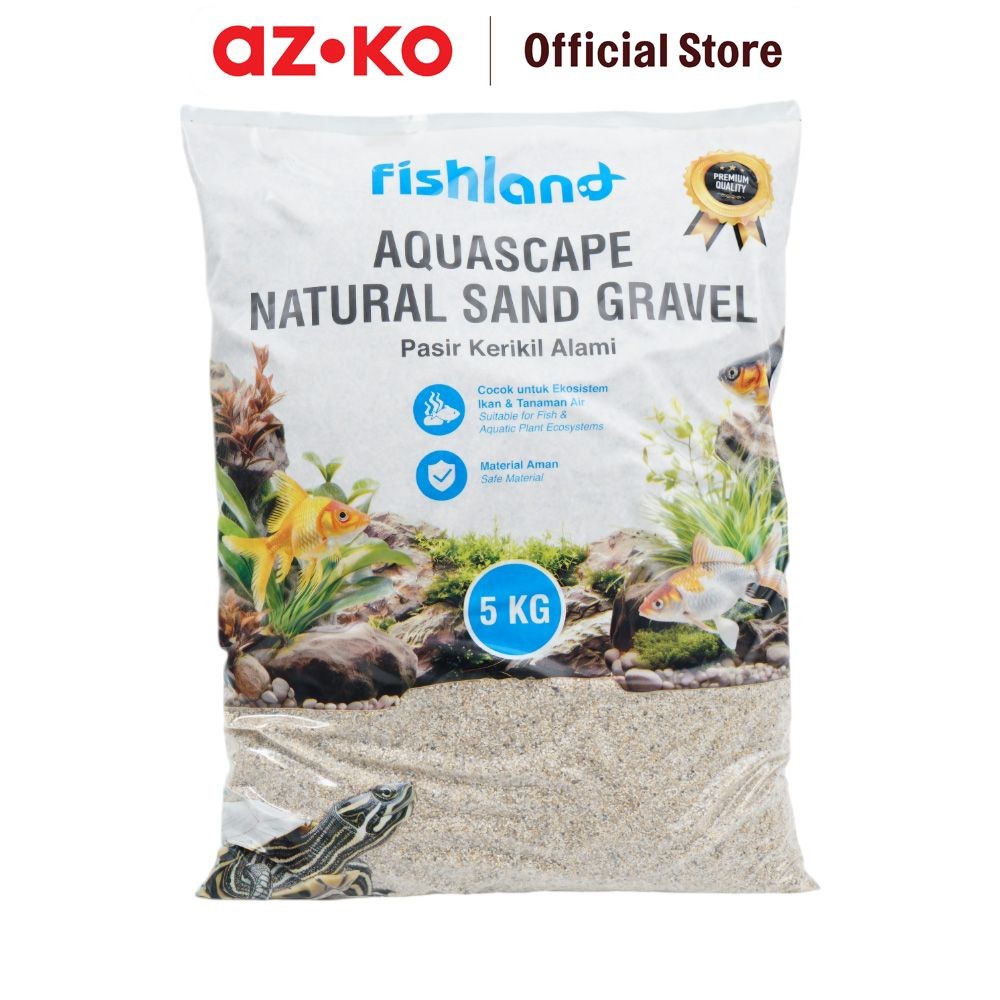 AZKO Fishland 5 Kg Pasir Kerikil Alami Aquarium River 0.6-0.8 Mm Pasir Aquascape Aquarium Dekorasi A