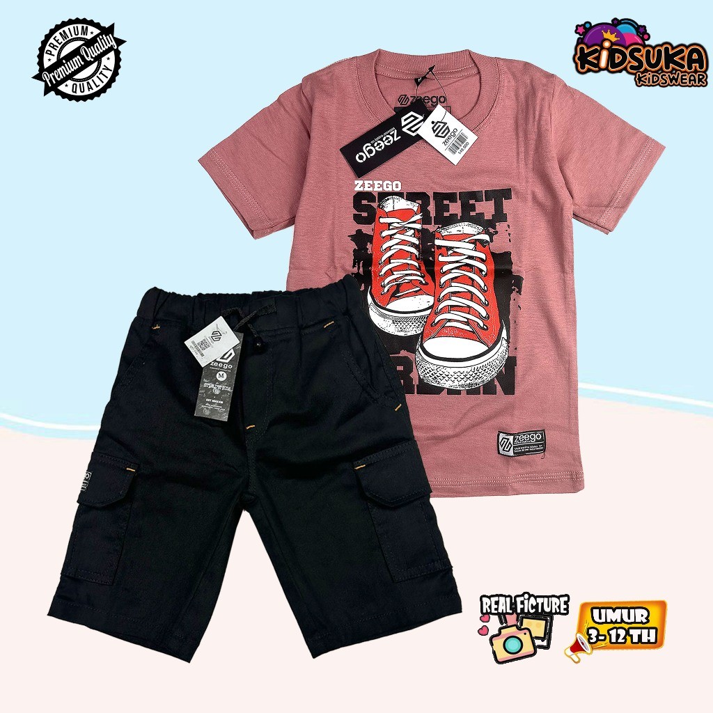 DF34RF Setelan Baju Kaos Anak Distro Laki-Laki Umur 3-12 Tahun