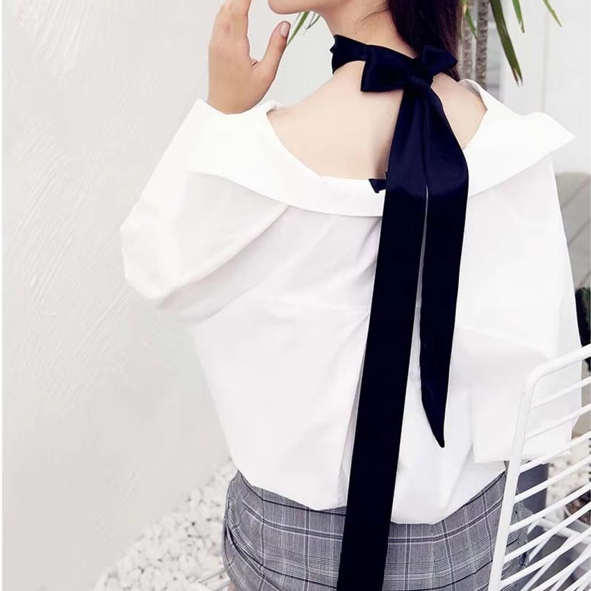 Simple Solid Color Long/Syal Neck Scarf Syal Selendang Panjang Wanita Polos Twilly Shawl Bag Tas