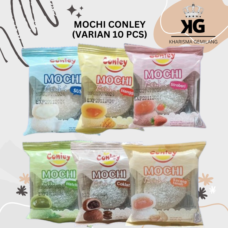 

KG - MOCHI CONLEY (VARIAN 10 PCS) Kue Mochi Conley Aneka Rasa Manis Coklat Stawberry Kelapa Susu Mangga Matcha Kacang Murah Anak Dewasa