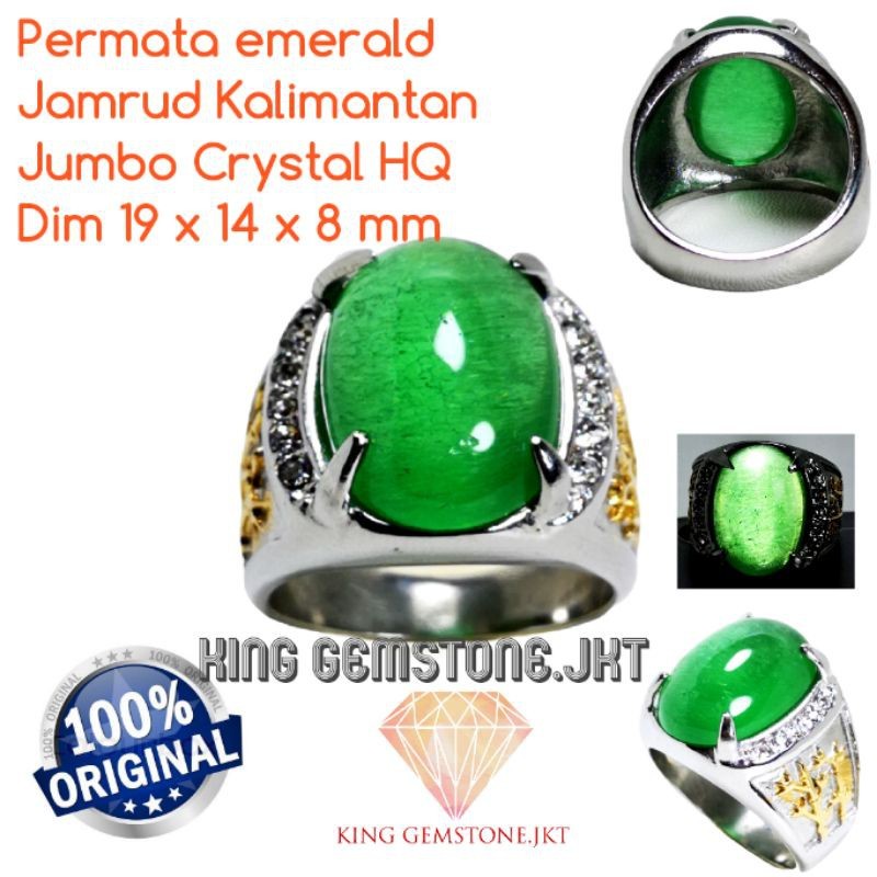 Cincin Pria COD-Batu Permata Jamrud Kalimantan Super Termurah Crystal HIGH QUALITY
