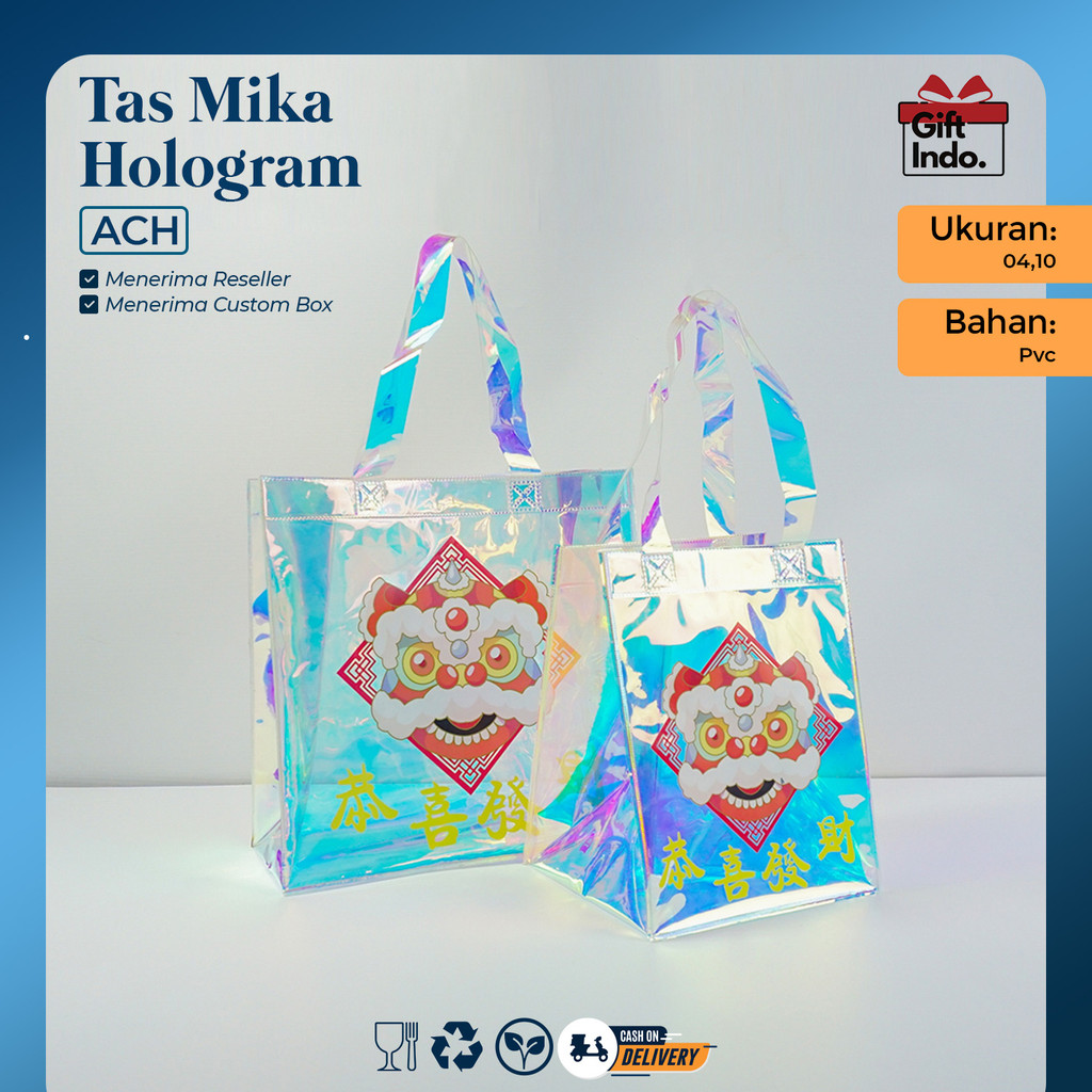 

Tas mika Tas Mika PVC Hologram Tas Mika CNY Tas Mika Hologram Motif Chinese New Year