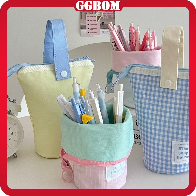 

(Ready )Pencil Case Tempat Pensil Kanvas Kotak Pensil Berdiri Standing Pen Case Pouch Bag Makeup