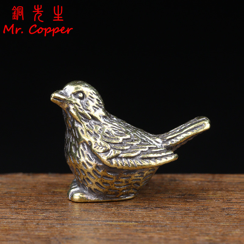 

Small Sparrow Statue Metal Brass Tea Pet Table Ornament Home Decoration Accessories Retro Bird Animal Figurines Miniatures Craft
