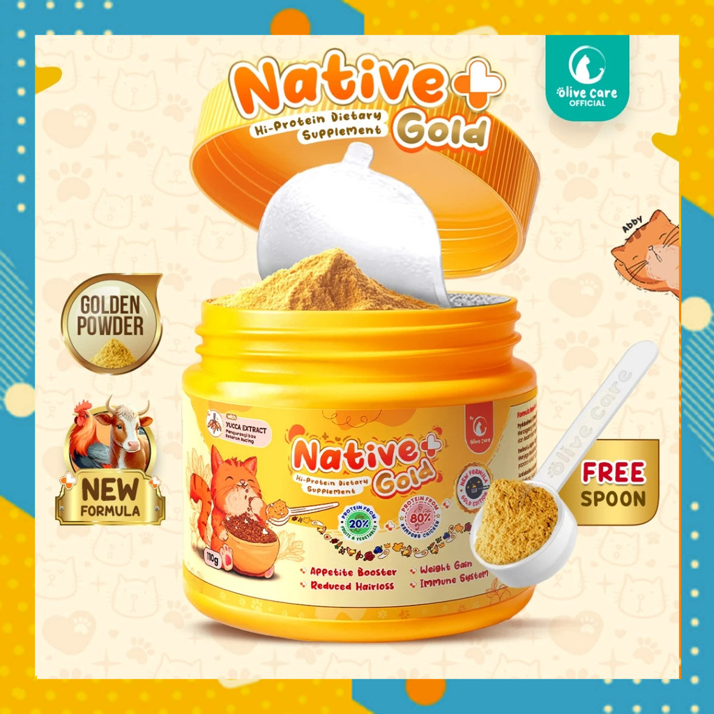 Olive Care Vitamin Kucing NATIVE+ GOLD Protein Tinggi GOLDEN POWDER Penambah Nafsu Makan Berat Badan