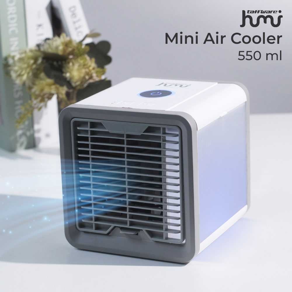 promo pembukaan Februari Taffware HUMI Air Cooler Mini Fan AC LED Kipas Penyejuk Ruangan 550ml - AA-