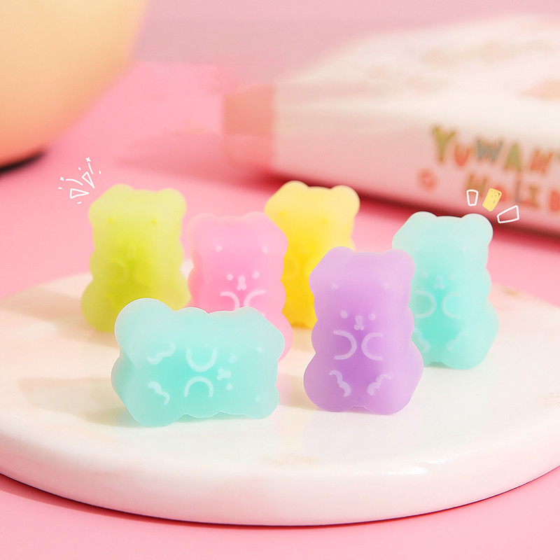 

5pcs Kawaii Bear Erasers Jelly Color Mini Pencil Rubber Erasers Kids Gifts Correction Tool Korean Stationery Office Supplies