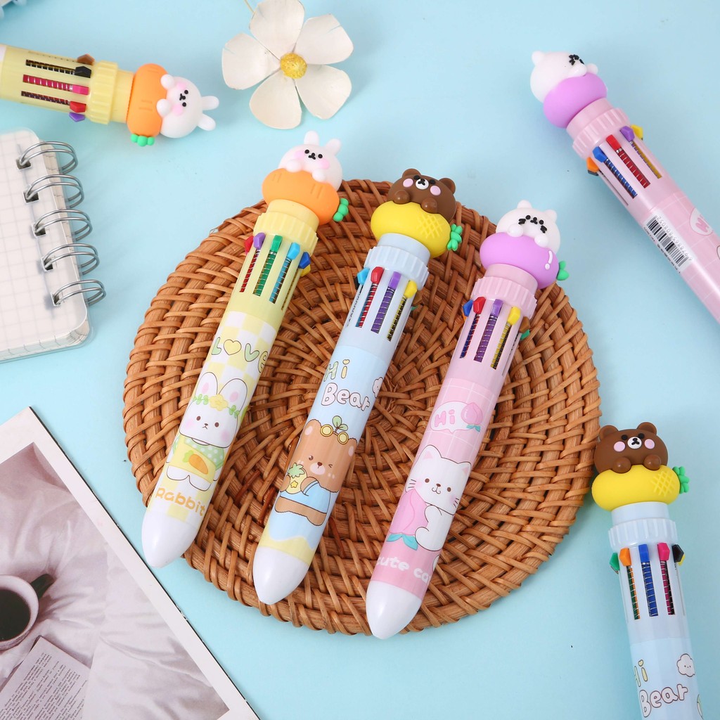 

TERMURAH! PULPEN GEL 10 WARNA TINTA MODEL TERBARU MOTIF CARTOON ANIMAL KAWAII 3D