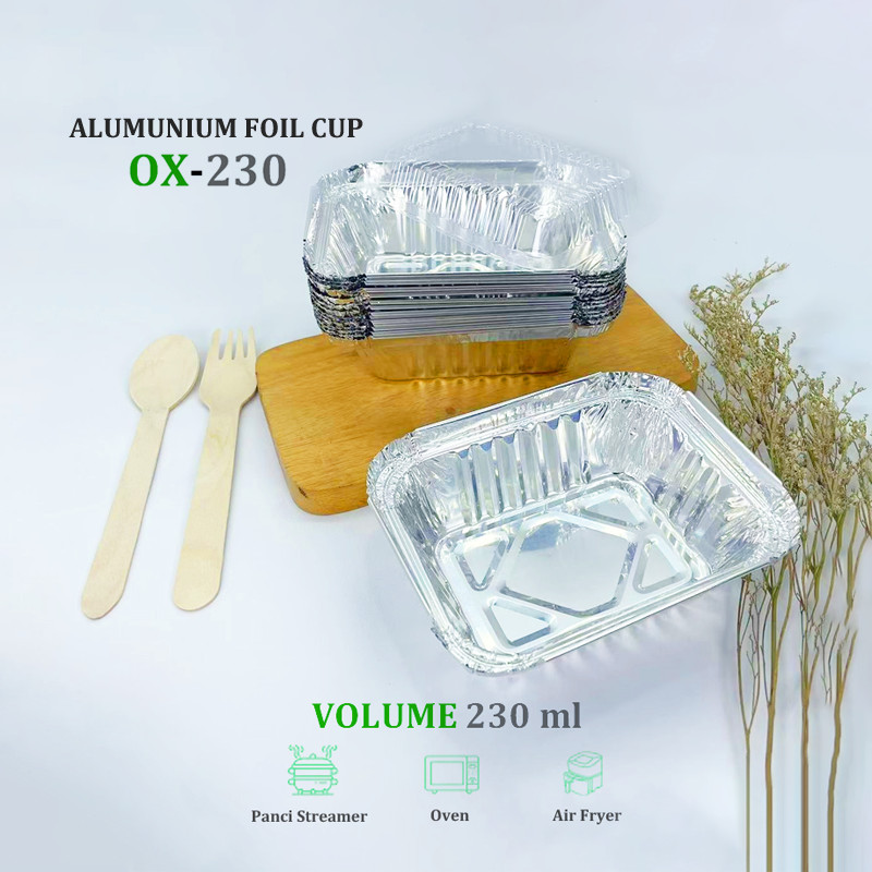 Alumunium Foil Tray Cup OX230 Bolu Mini Macaroni Schotel Klapertart Brownies Spaghetti Brulee
