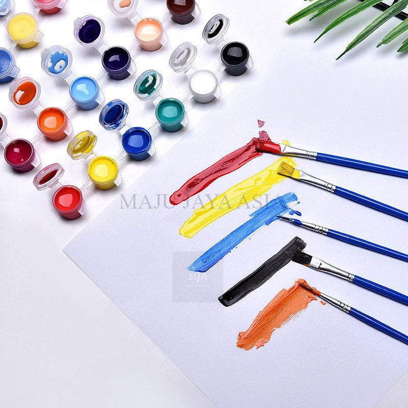 

Terlaris Kuas Lukis Set 6 Warna Cat Air Paint Brush Nilon Ujung Pointed dan Flat Kuas Kecil